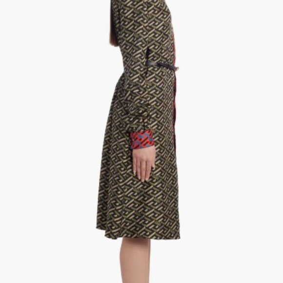 ⭐️⭐️⭐️SOLD ⭐️⭐️⭐️VERSACE La Greca Monogram Print Long sleeve silk shirt dress - Picture 9 of 17